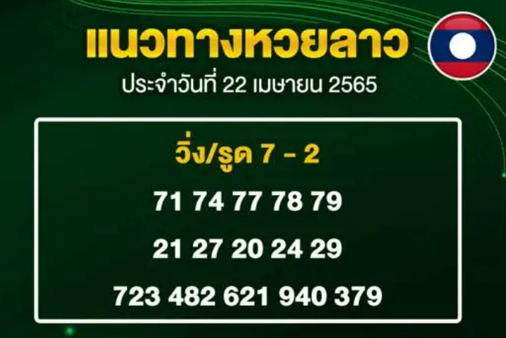 แนวทางหวยลาววันที่ 22 เมษายน 2565