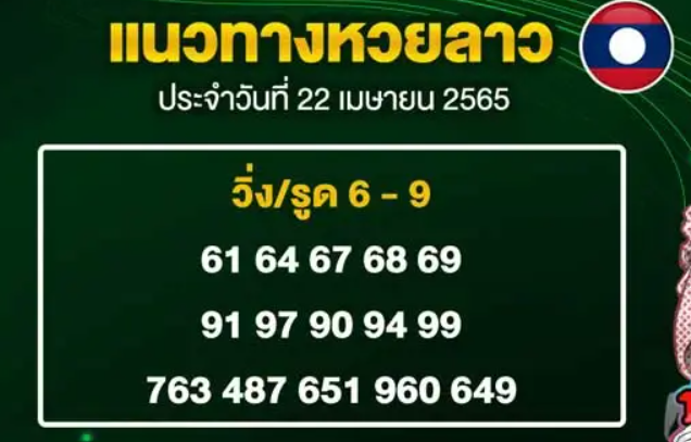 แนวทางหวยลาววันที่ 22 เมษายน 2565